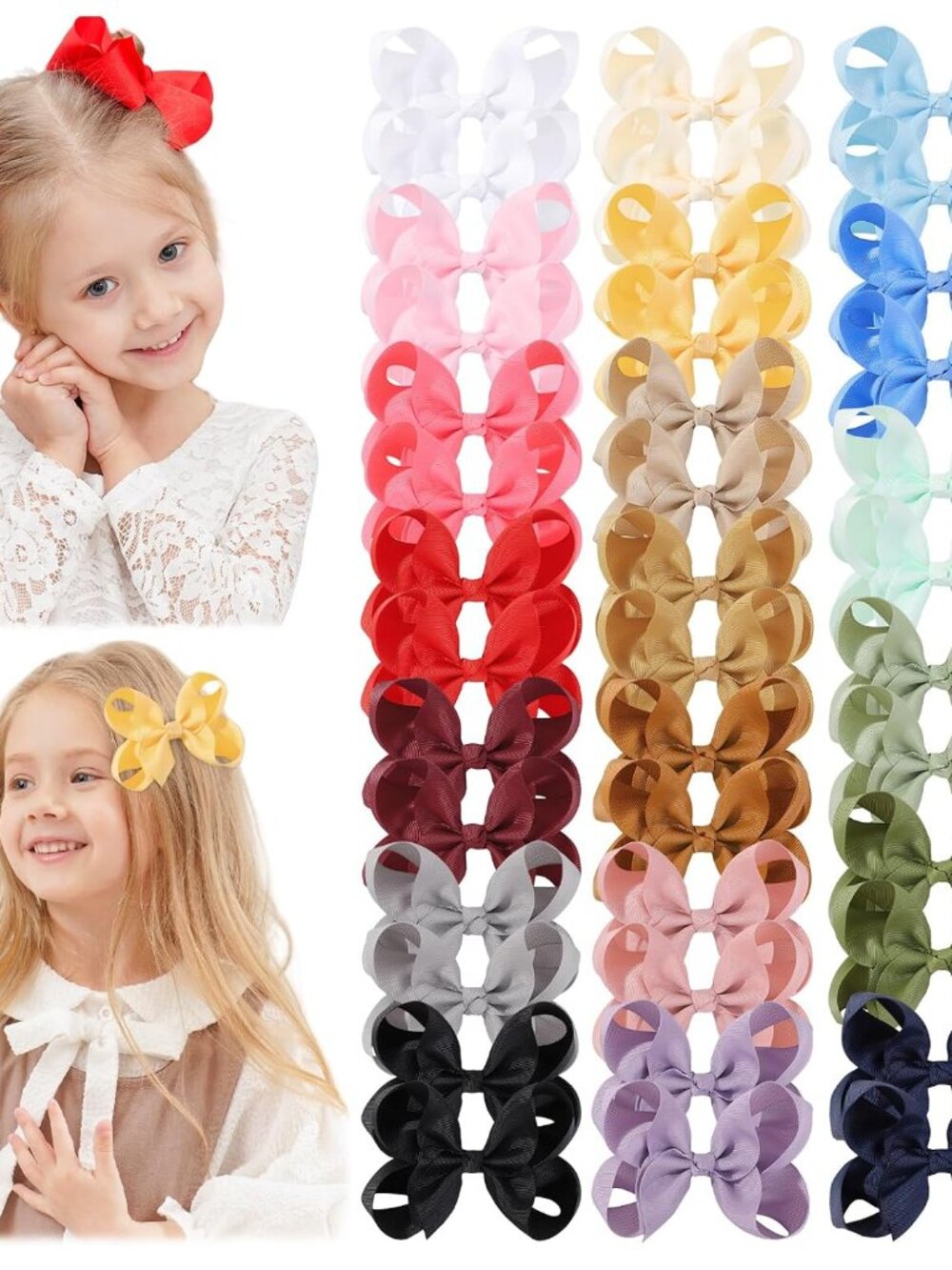 40Pcs Hair Bows Grosgrain Toddler Bows Hair Accessories for Girls